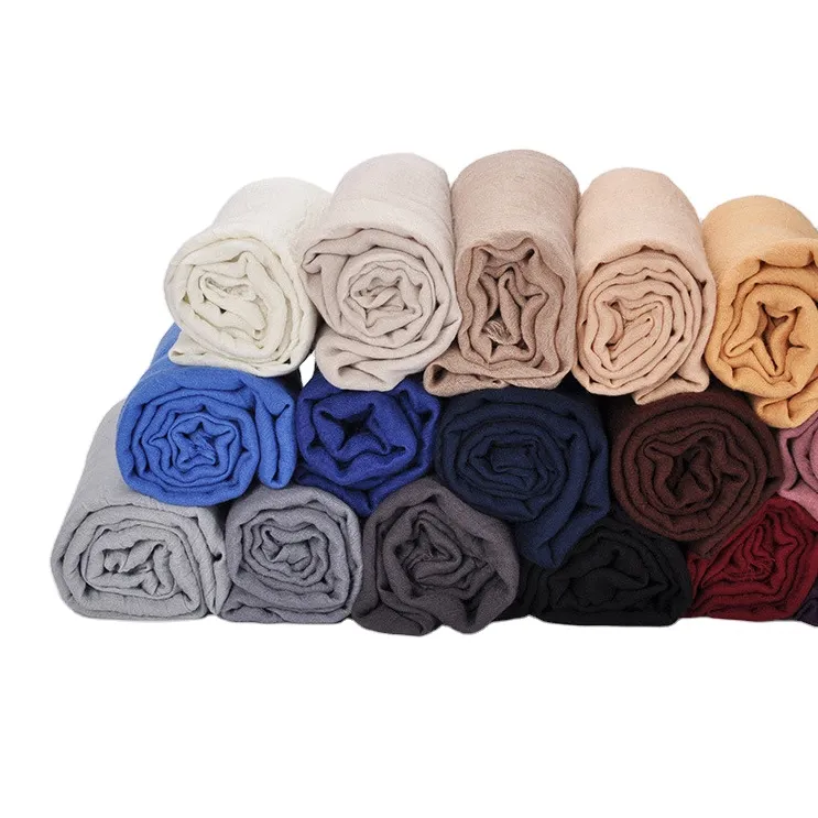 Logo personnalisé femmes écharpes châles foulard en coton couleur unie mode hijab écharpe