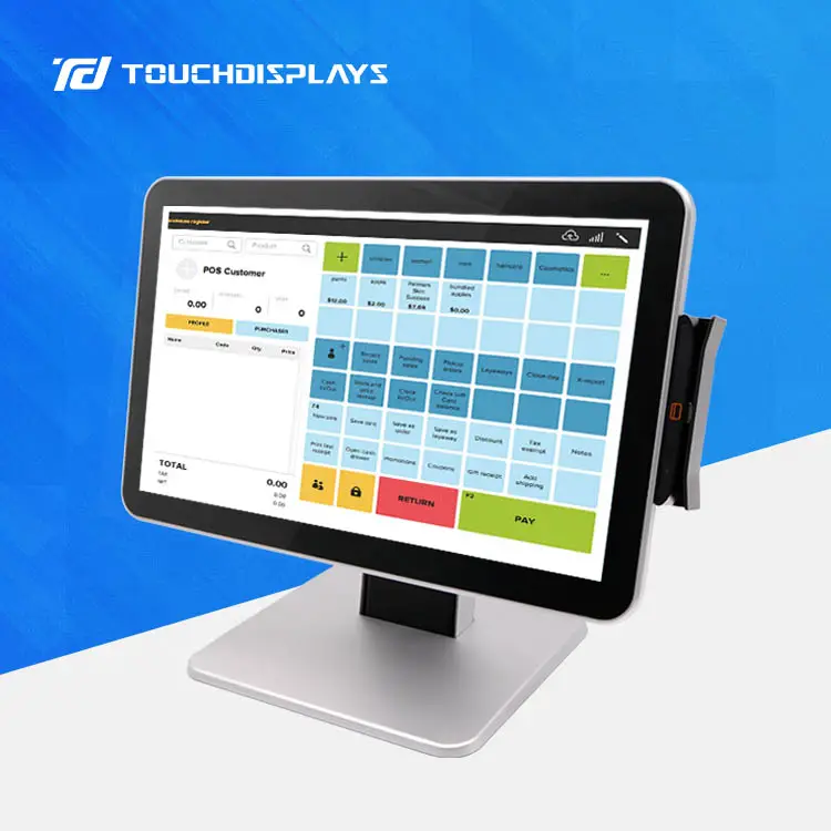 Preço de fábrica 15.6 polegadas windows touch pos terminal à prova d' água dinheiro máquina registrador à venda desktop pos sistema para venda