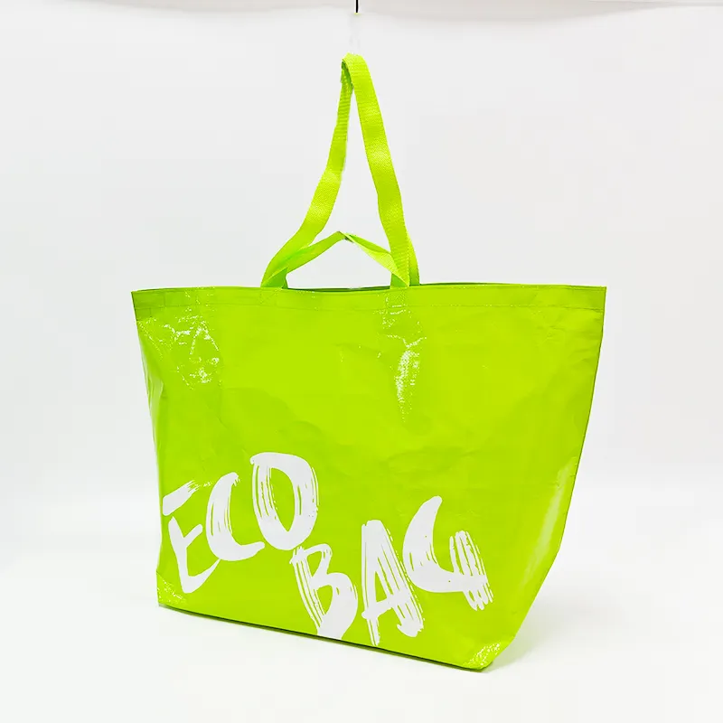Nouveau design logo personnalisé sac d'épicerie promotionnel laminé réutilisable sac à provisions tissé en pp