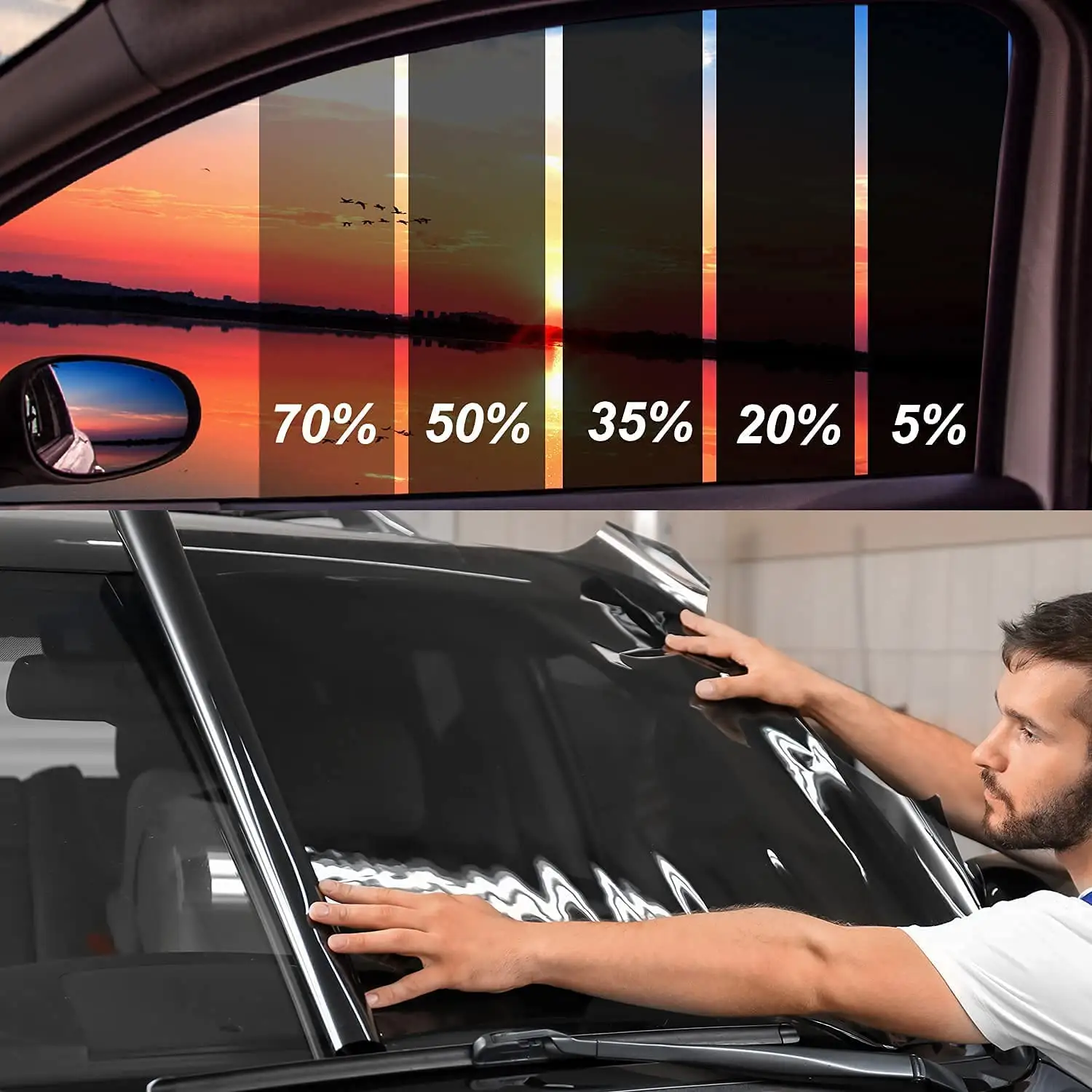 5% 15% 35% 50% 70% sun window film car tint film 2ply carbon dyed solar glass protection foil factory price car window film