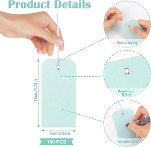 Shipping <strong>Tags</strong> With <strong>Elastic</strong> <strong>String</strong> Writing Blank Hang Labels Attached <strong>for</strong> Gift Luggage Clothing Large Price Inventory Paper <strong>Tags</strong> - Product Image 3