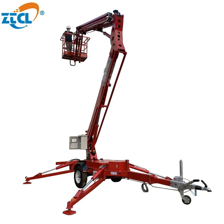 Tree Trimming Lift 360 Spin Towable Telescopic Arm Articulated Boom Lift Diesel Power Trailer Small Articulated Boom Lifts
