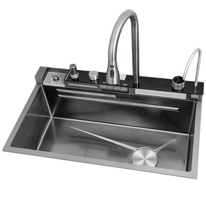 Modern popüler büyük tek Slot İşlevli lavabo Anti-Scratch LED fincan yıkayıcı ile dijital ekran şelale mutfak lavabo - Product Image 1