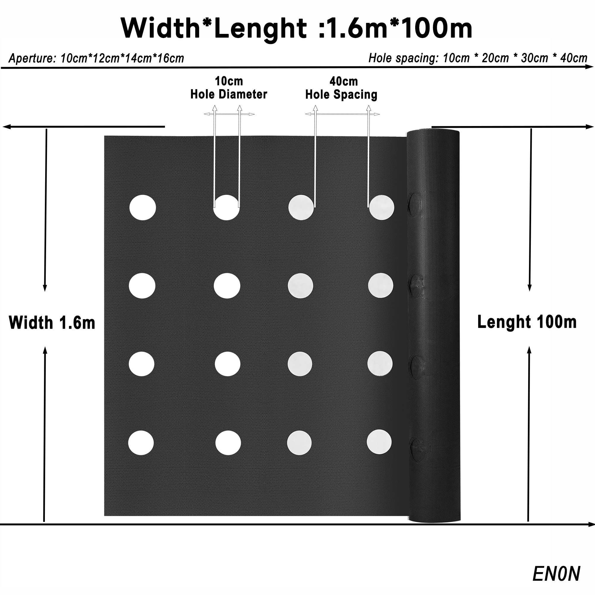 Noir - Largeur 1,6 m x 100 m