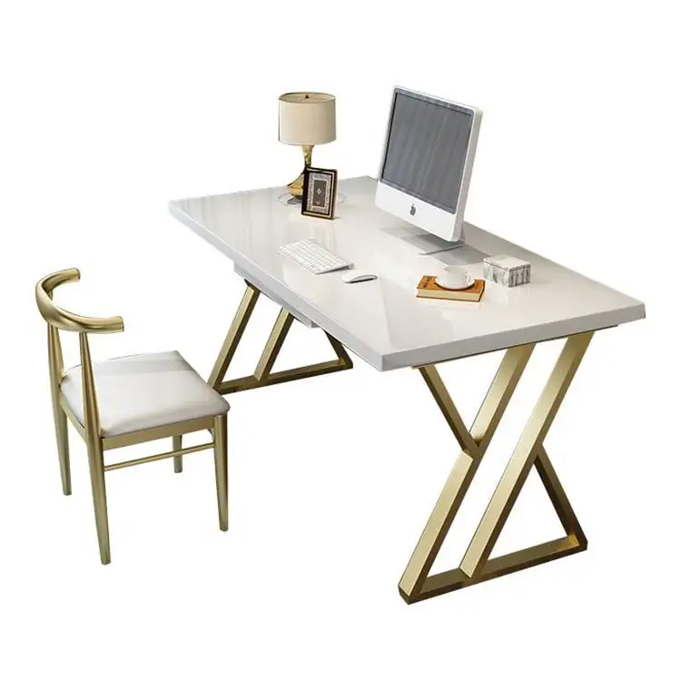 Mesa de mesa grande para oficina, muebles de moda, venta al por mayor de fábrica, conjunto de ordenador de mesa de Metal Simple moderno