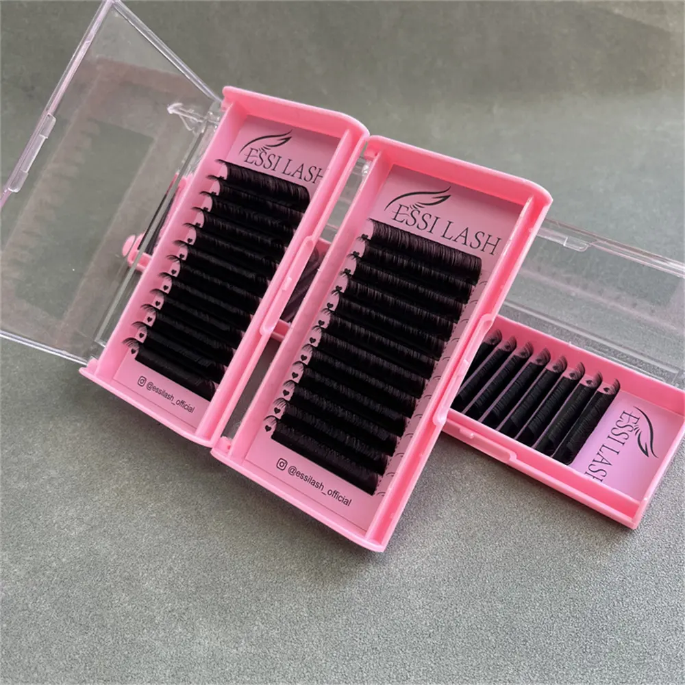 eyelash extension supplies Jet black mega volume soft and very light synthetic silk lashes 0.03 0.05