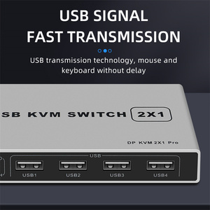 2X1モニタースイッチKVM2ポートKVMスイッチUSBディスプレイポート4K30Hz60Hzスイッチャー (ケーブル付き) - Product Image 4