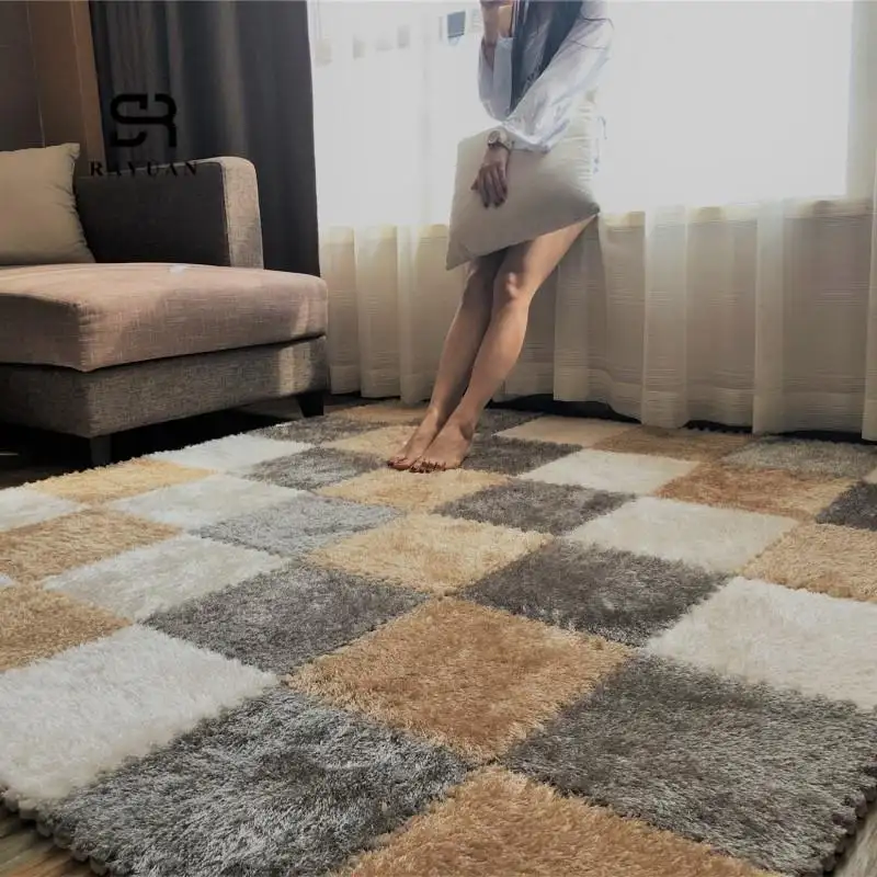 Foldable Carpets for Living Room Plush Soft Climbing Cappet Rug Split Joint Bath Room Anti-skid Rugs Shaggy Area Rug