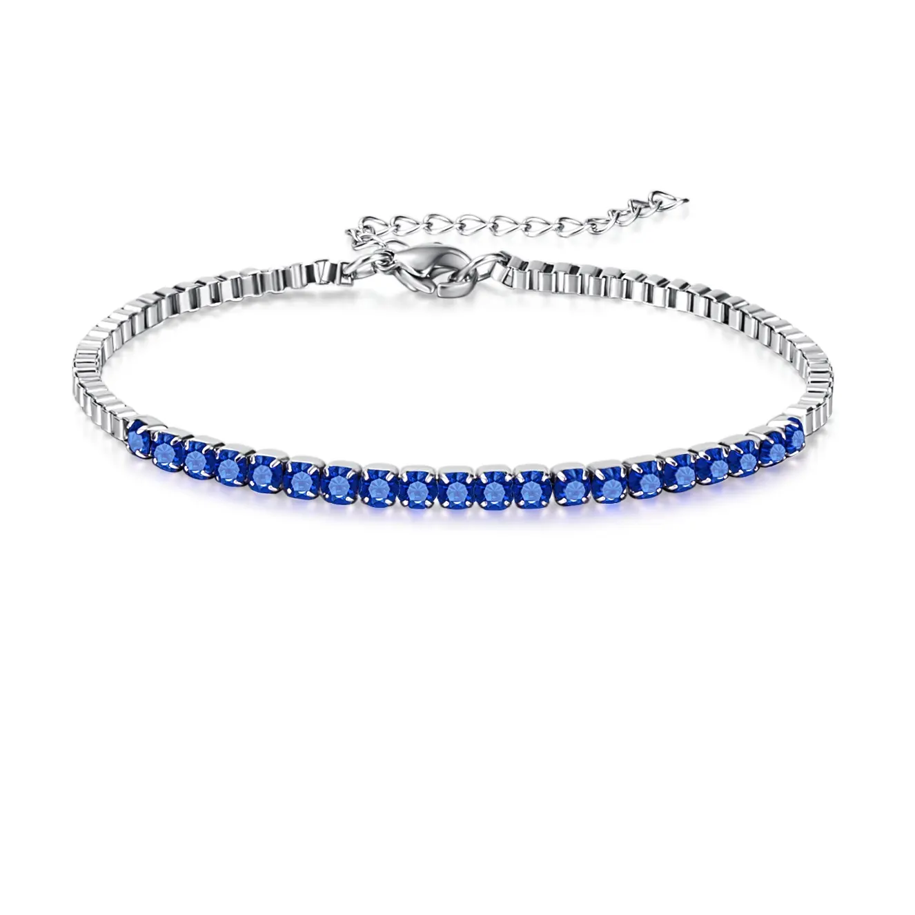 Commercio all'ingrosso Cubic Zirconia Diamante blu del nastro Tennis Braccialetto Chain per Le Donne