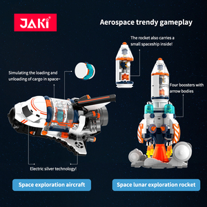JAKI บล็อกสร้างจรวดธีมการบินและอวกาศของเล่นโมเดลสำหรับนักสำรวจพื้นที่การศึกษาแบบทำมือได้รับการรับรองบรรจุในชุดกล่อง - Product Image 3