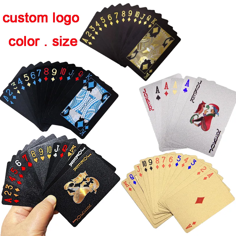 Barato preço personalizado qualidade do casamento poker jogar cartas rfid, jogar beber logotipo personalizado, ouro, preto, baralho, jogos de cartas