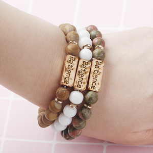 High Quality 8mm Patience Bracelet Handmade Jewelry <strong>Beads</strong> Elastic Natural Stone Yoga Bracelet Trendy Zinc Alloy Letter Shape New - Product Image 6