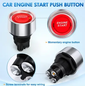 スタートエンジンボタン12VDC 50ASPSTオンオフモーメンタリースイッチレッドカースタートエンジンボタンステータプッシュスタートイグニッションスイッチ - Product Image 4