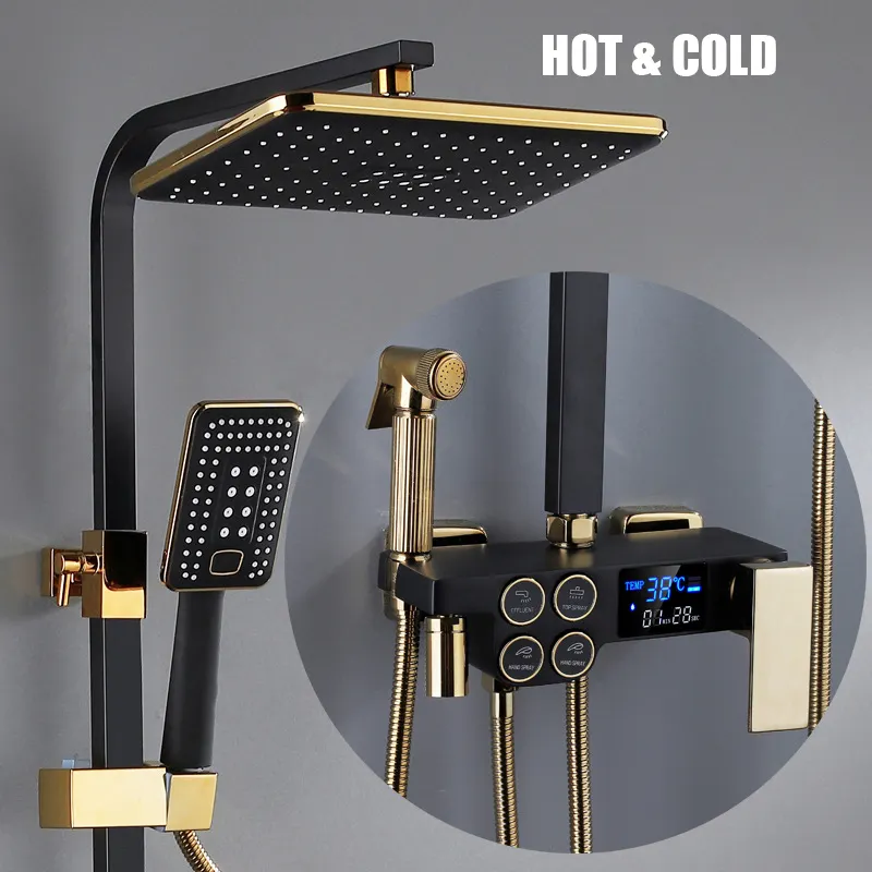 Set doccia calda fredda Holmine sistema termostatico digitale intelligente doccia SPA montaggio a parete Kit completo rubinetto set doccia multifunzione