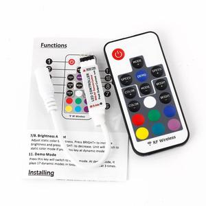 Mini RF RGB LED-Controller Dimmer DC 5V-24V 12A 17 Tasten Drahtlose Fernbedienung zum Wechseln der LED-Lichtbänder - Product Image 1