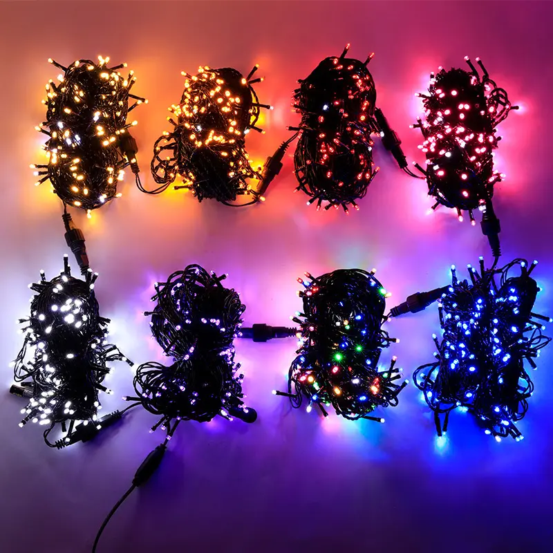 Filo nero flash lampadina natale stringa di luci maschio e femmina collegabile 10m luce a LED stringa di natale decorazione della luce stringa