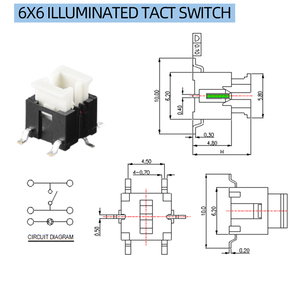 Runde mit LED 6 pin momentary OFF-MOM SPST PCB push button tact schalter - Product Image 2