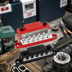 275A Bus Bar 12V Power Distribution Block Car Audio <strong>Busbar</strong> 6 X 5/16&quot; (<strong>M8</strong>) Terminal Stud Positive &amp; Ground Battery Bus Bar for RV - Product Image 1