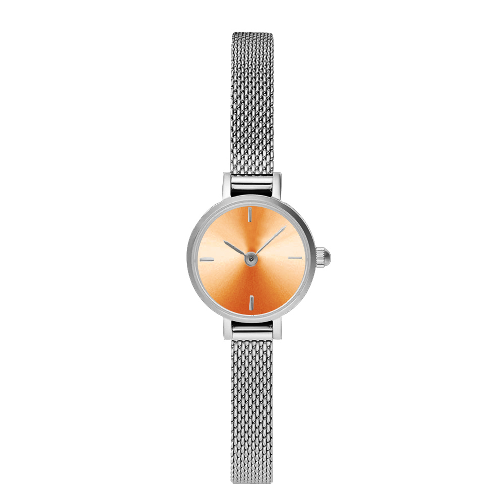 petite montre argentée avec orange