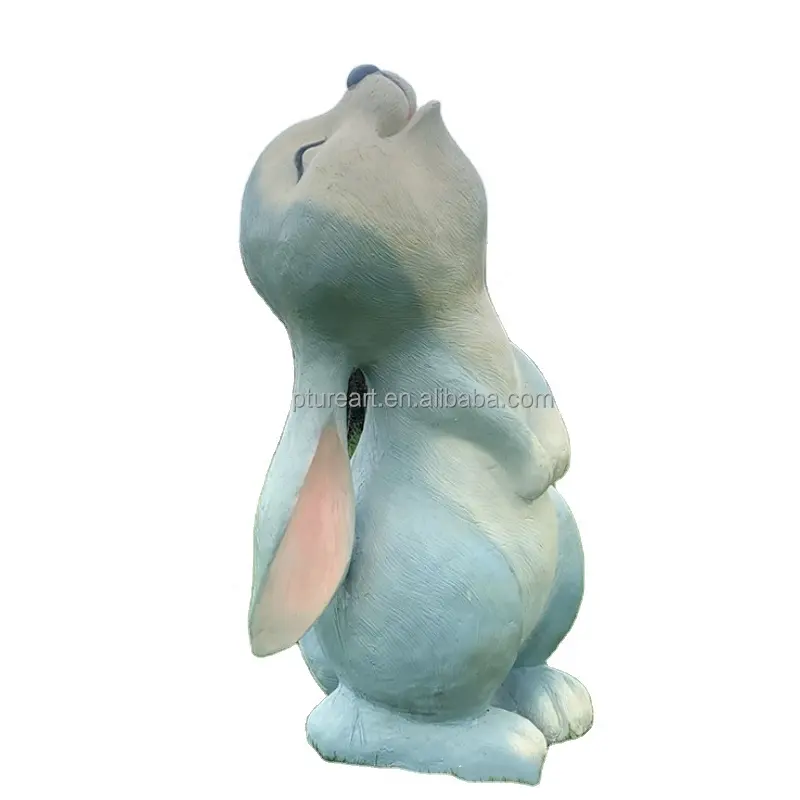 Özelleştirilmiş açık kapalı sıcak satış bahçe dekorasyon fiberglas şanslı tavşan heykeli reçine fiberglas hayvan tavşan şekil