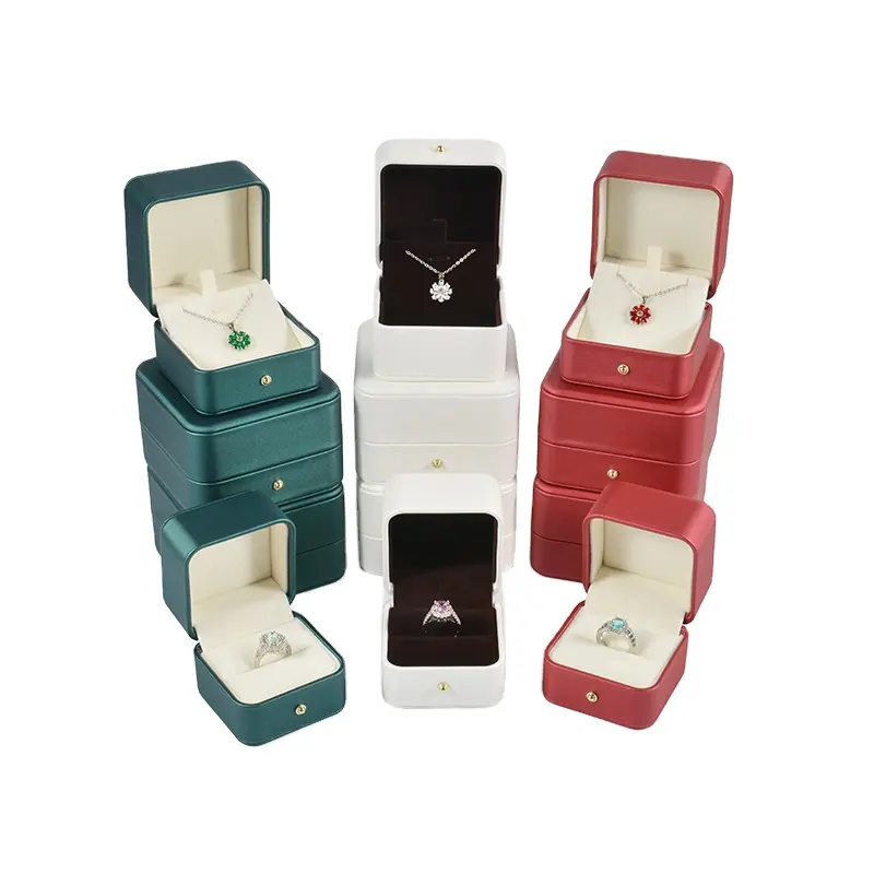 Boîte d'emballage pour bague, collier et bracelet Boîte à bijoux à ouverture rabattable