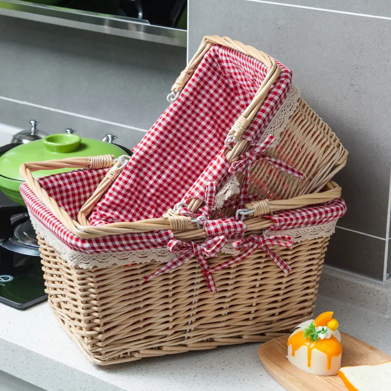 Factory Wholesale Cheap Woven Willow Storage Basket With Lining Sundries Other Storage Baskets Can Be Customized