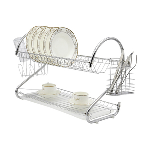 <strong>S</strong>-Type Household Tableware Storage Organizer Double Layer Kitchen Shelf Multifunctional <strong>Dish</strong> Drying <strong>Rack</strong>
