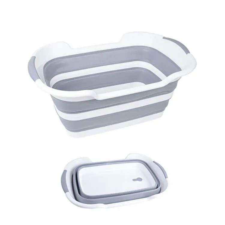 Multifunction portable folding TPR PP foldable collapsible plastic shower basin washing clothes laundry storage basket