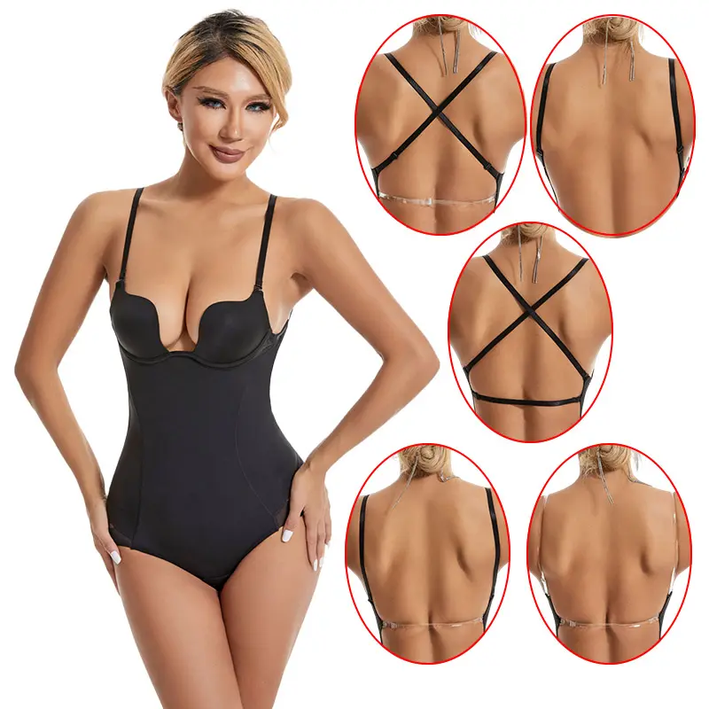 Phụ Nữ Backless Bodysuit Sexy U-Plunge Áo Ngực Cơ Thể Shaper Tummy Kiểm Soát Shaplass Được Xây Dựng Trong Bra' Bodybriefer Muilti-Cách Mặc
