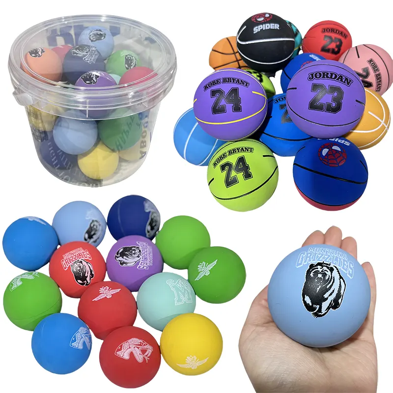 Wholesale 60mm Customized Brand Logo High Bouncing Natural Rubber Basketball Toy Jumping Ball