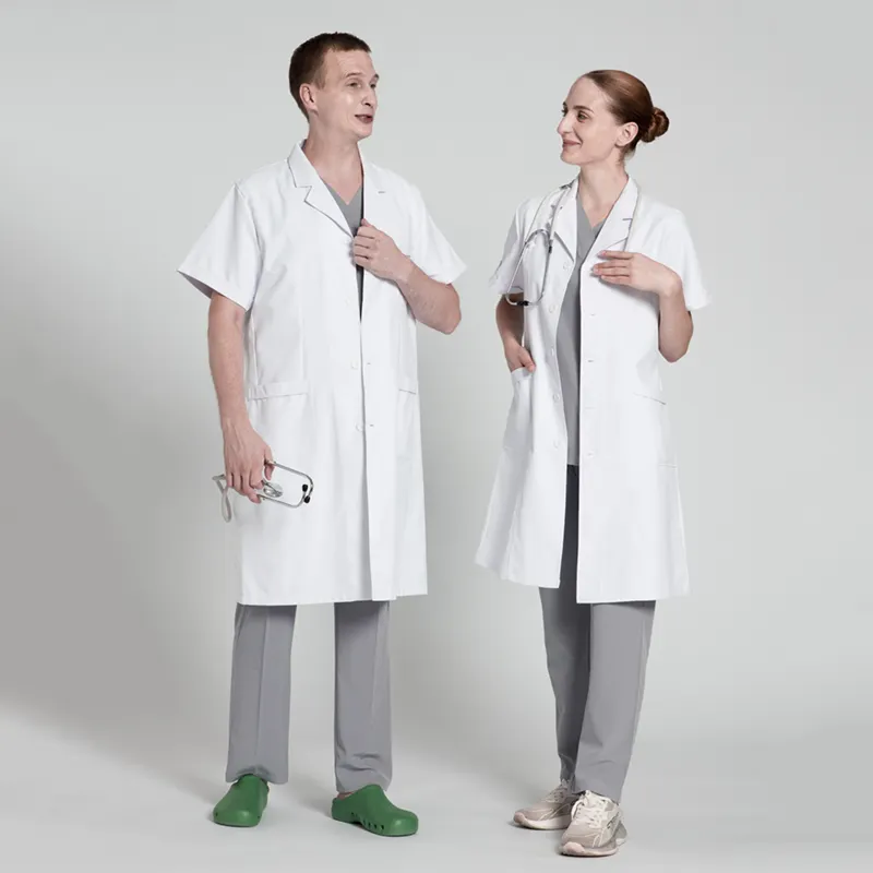 MIPIN Uniforme médico unissex para exames, uniforme hospitalar, casaco branco, uniforme médico de alta qualidade