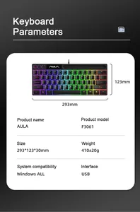 F3061 61キーRGBミニゲームキーボードメカニカルデザイン調整可能照明効果対応PCコンピュータラップトップ携帯電話 - Product Image 5