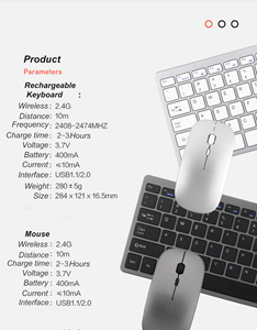 Teclado y ratón inalámbricos Mini teclado español recargable con ratón teclado ruso para PC Tablet Phone