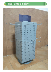 Benutzer definierte Tischplatte 4 Seiten Metall Small Counter Peg board Drehbare Schlüssel anhänger Displayst änder mit Schild für den Einzelhandel - Product Image 5