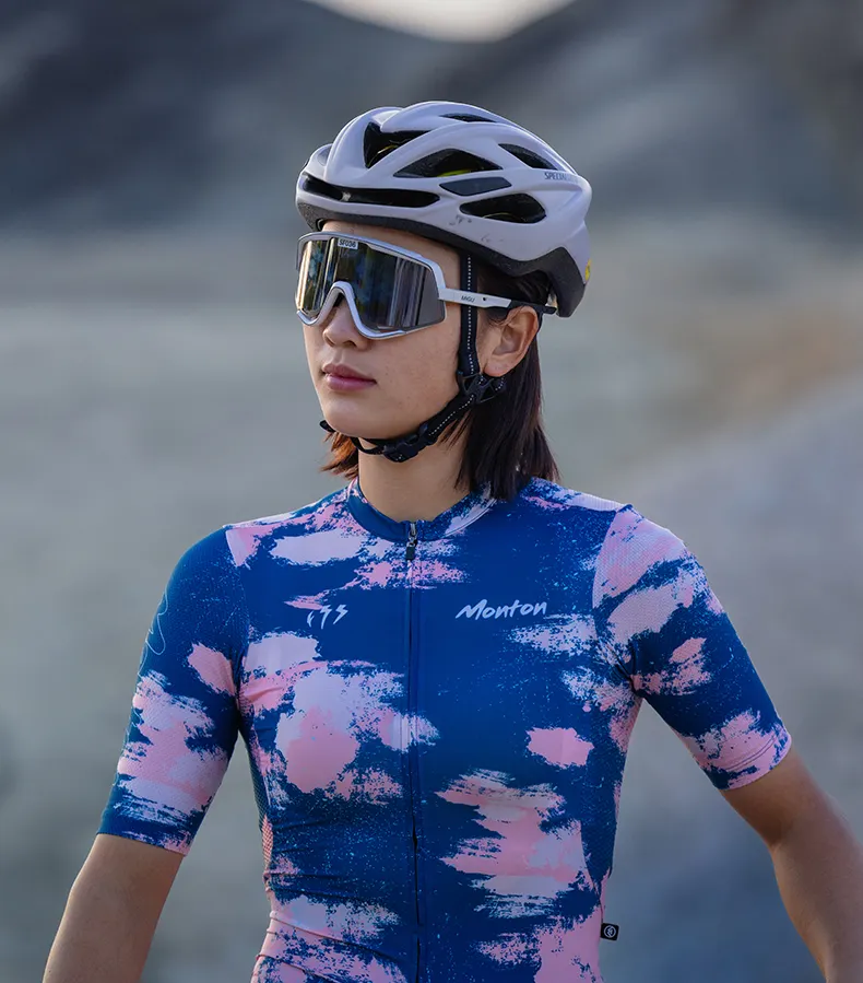 Montoon - Roupa para bicicleta de estrada feminina, camisa de ciclismo respirável de manga curta para equipe e clube, marca própria 2024