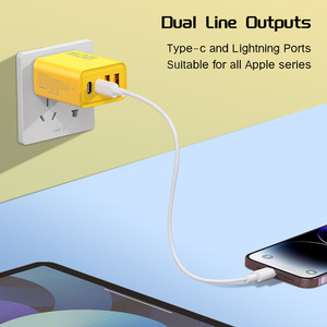 X1108-1 sarı şarj 120w usb-c 4 Port hızlı Usb duvar şarj tipi c taşınabilir modülü Pd hızlı Usb C Gan şarj - Product Image 3