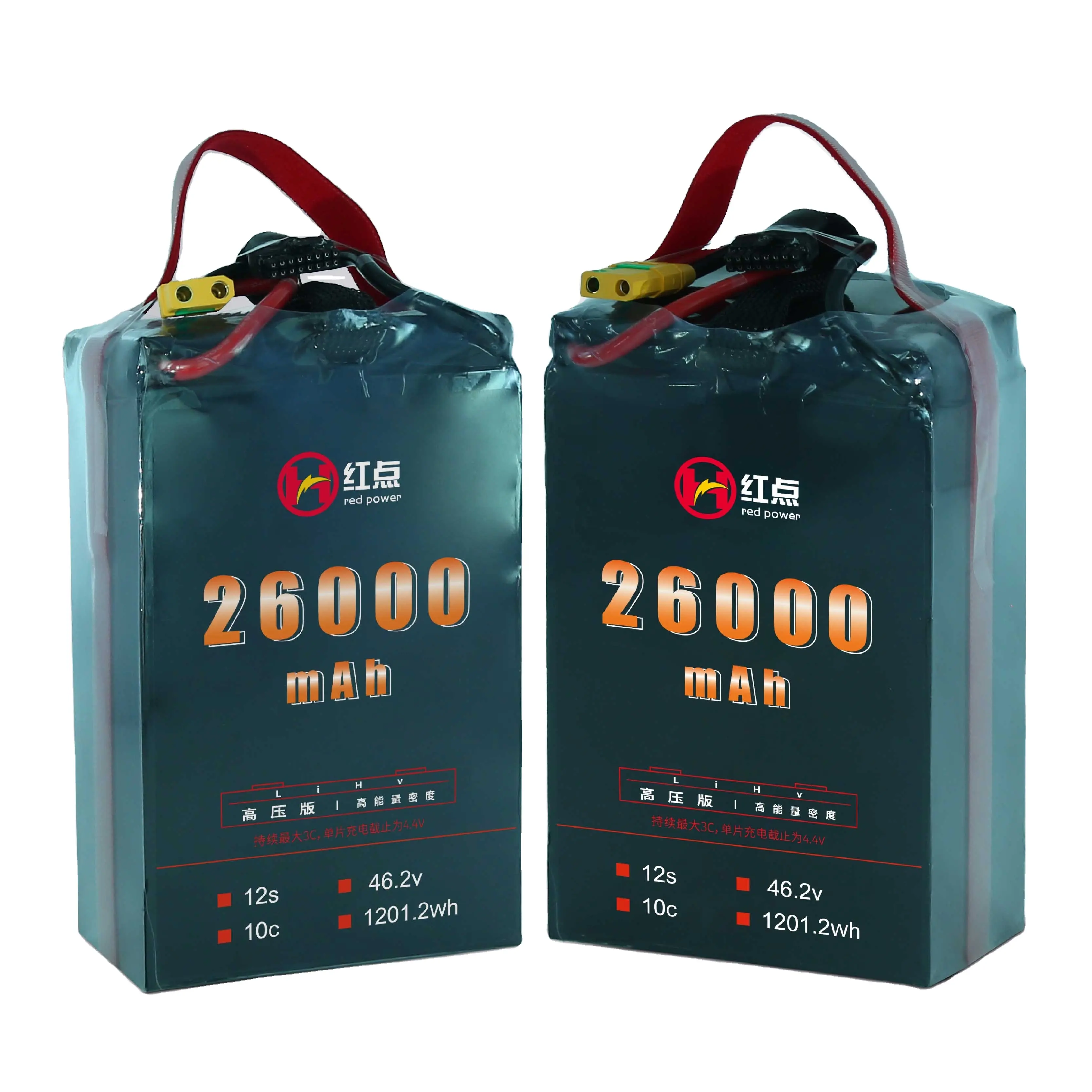 46.2V 26000mAh 26Ah12S แบตเตอรี่แรงดันไฟฟ้าสูง Li-Po ผลิต HD UAV POWER แบตเตอรี่โดรน UAV คงที่ลม Vtol หลายโรเตอร์