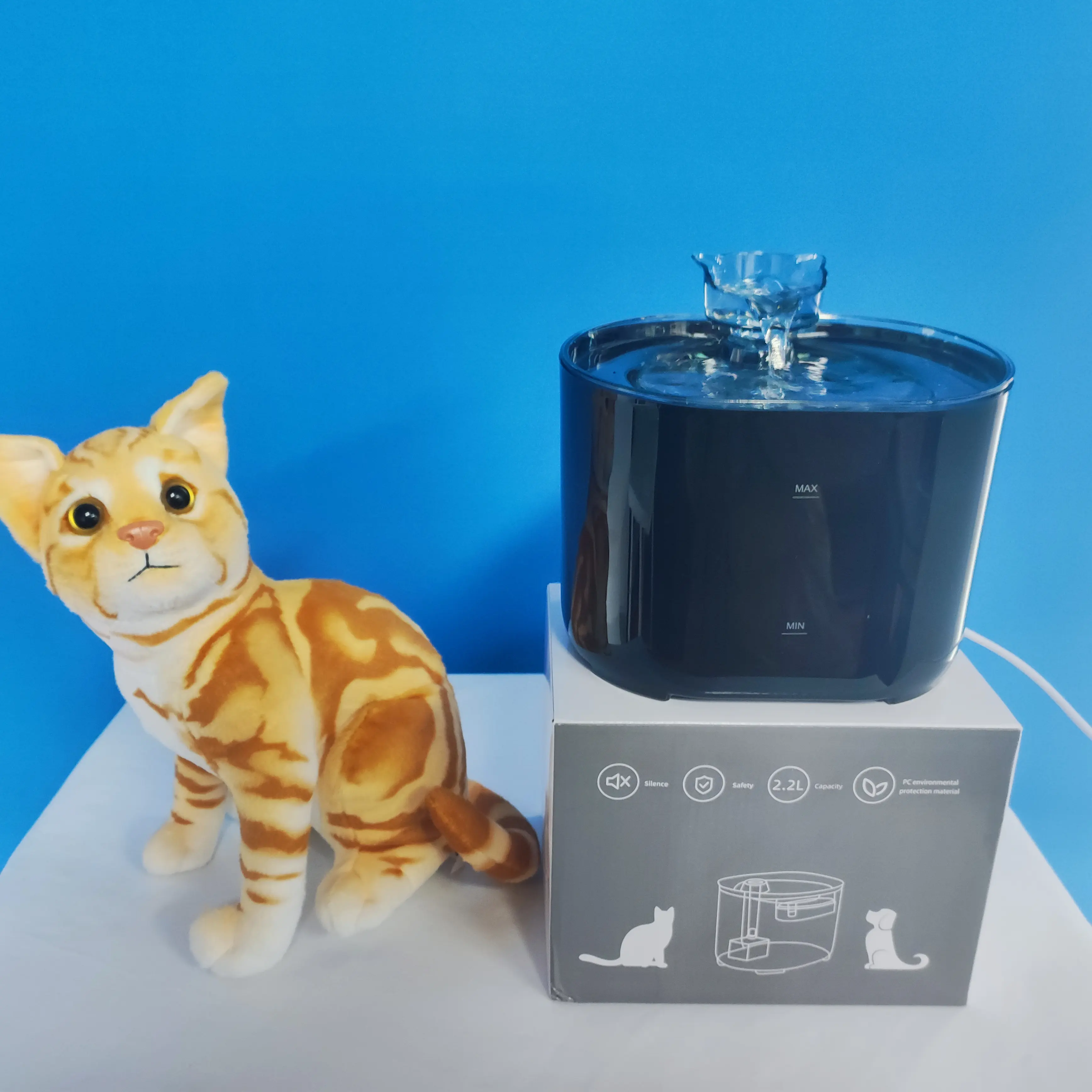 Fuente de agua automática para mascotas de 2.2L, bebedero silencioso para mascotas con USB, Control de alimentador, dispensador de bebidas para gatos