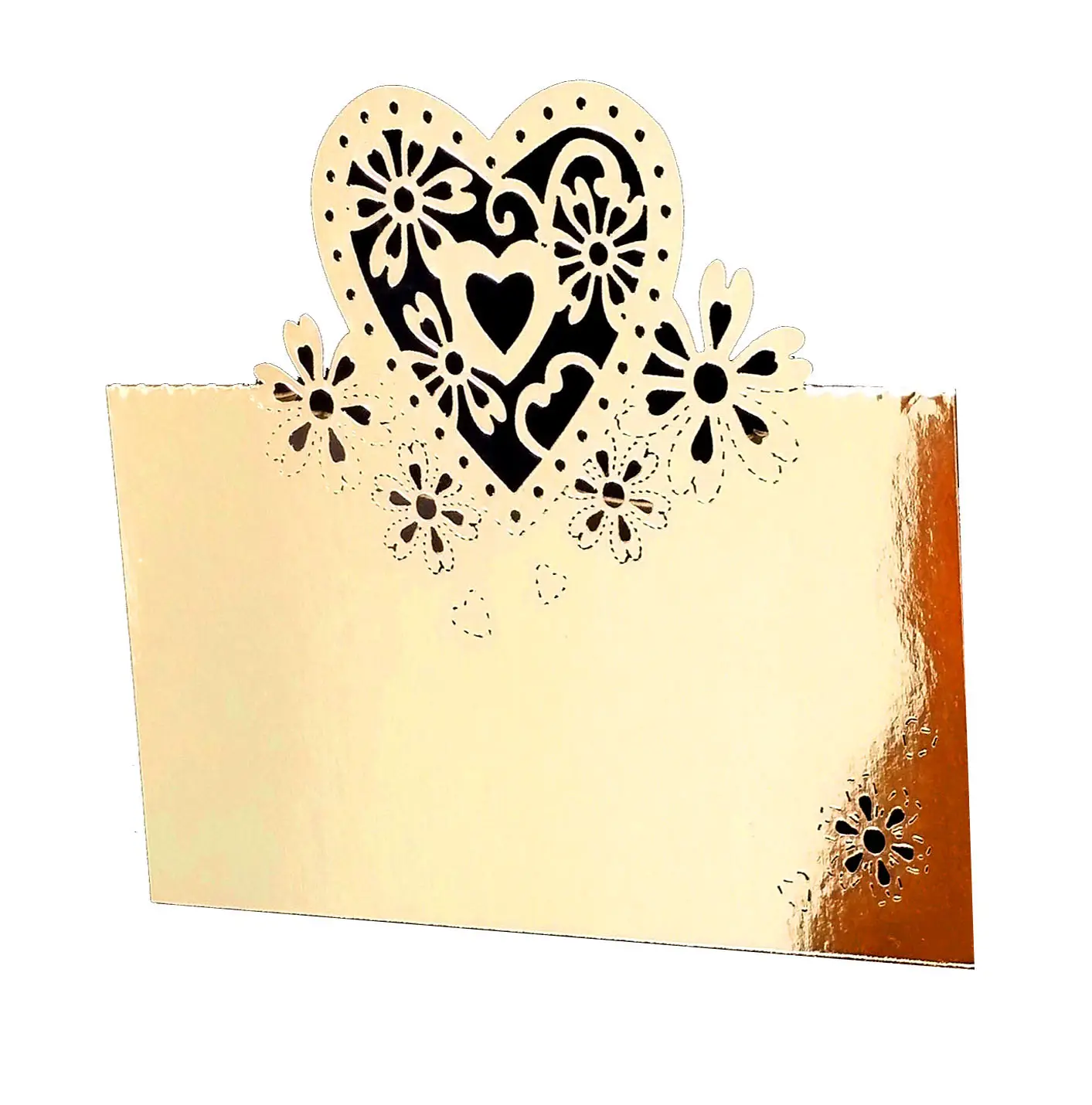 Niwholesale toptan renkli lazer kesim Hollow kalp kağıt adı yer koltuk kartı düğün gelin parti masa dekorasyon koltuk kartı