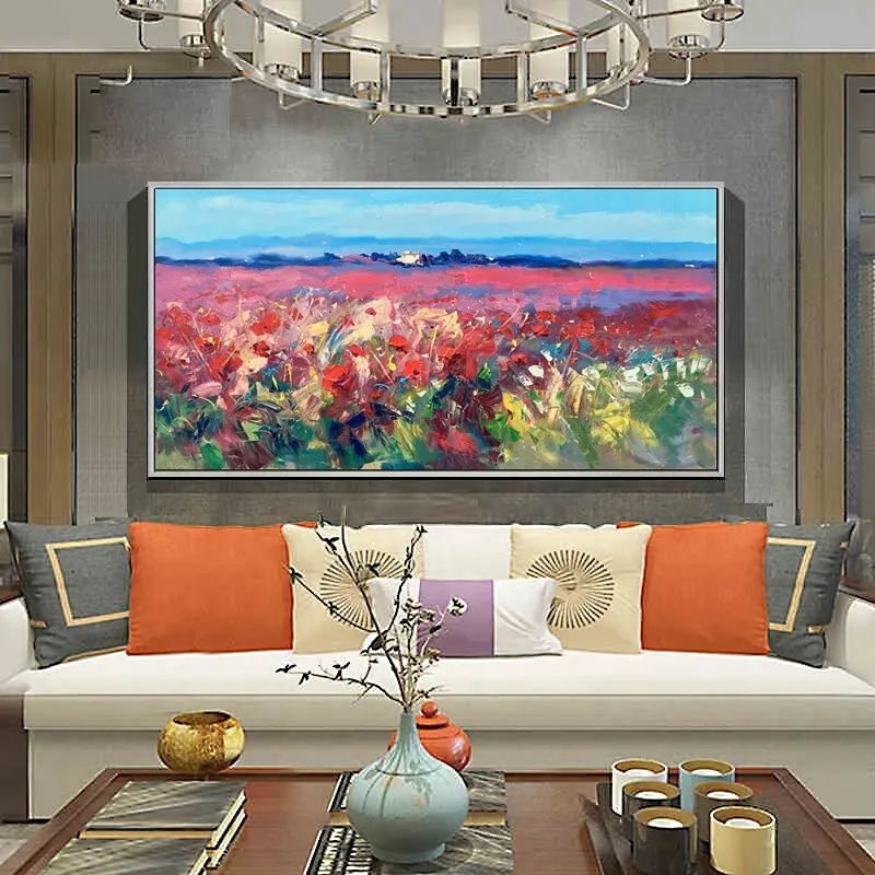 100% pintado a mano paisaje abstracto país flor mar pared arte cuadro decorativo pintura aceite flor moderna