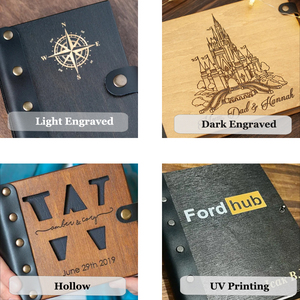 Simple A5 A6 Wooden <strong>Notebooks</strong> Forest <strong>Pattern</strong> Diary Customizable <strong>Embossed</strong> and Hollowed-out <strong>Pattern</strong> Notepads with Leather Button - Product Image 5