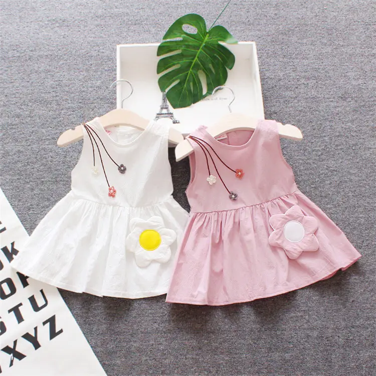 Vestido sin mangas de algodón suave para niñas pequeñas, ropa informal de verano para niñas pequeñas, con trajes de flores