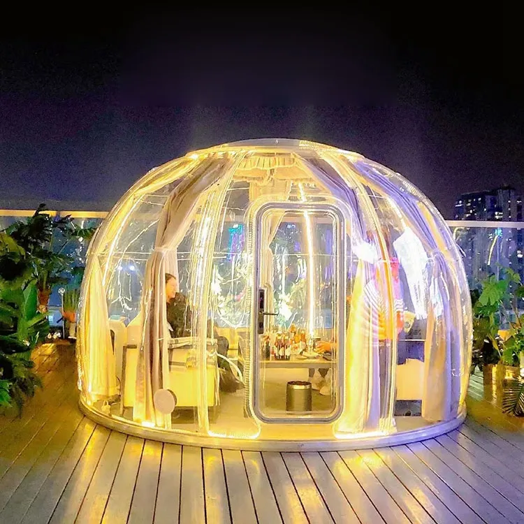 Prix bon marché grande tente à bulles gonflable en dôme de fête en plein air petite tente en Polycarbonate Camping Igloo tente à bulles dôme de jardin