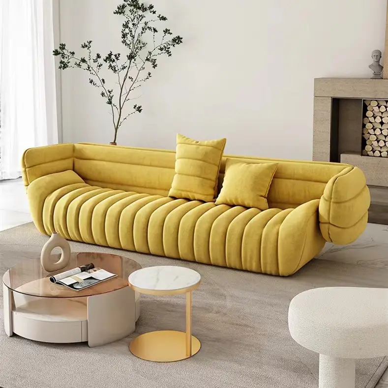 Mobilier de villa italien de style élégant canapé de salon nouveau canapé long canapé en tissu canapés 3 places en velours rembourrés