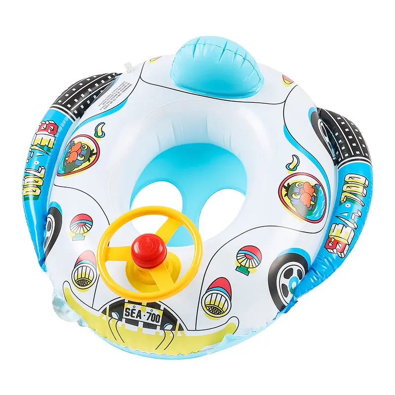 Anillo de natación inflable para bebé de verano, asiento de natación, barco flotante, juguetes de piscina para bebé, entrenador de ayuda con forma de coche con cuerno de rueda
