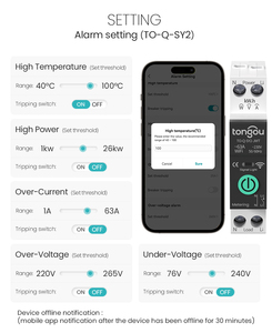 TONGOU API TUYA 1-63A用スマートミニチュア回路ブレーカWiFi接続定格電力メーター銅電圧電流保護 - Product Image 3