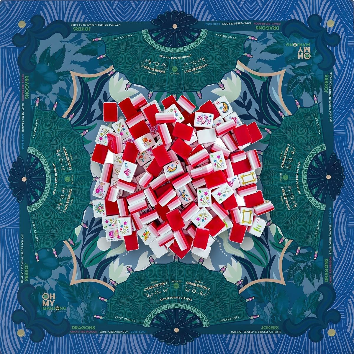 Light Pink Mahjong Tiles and Mat Set 3