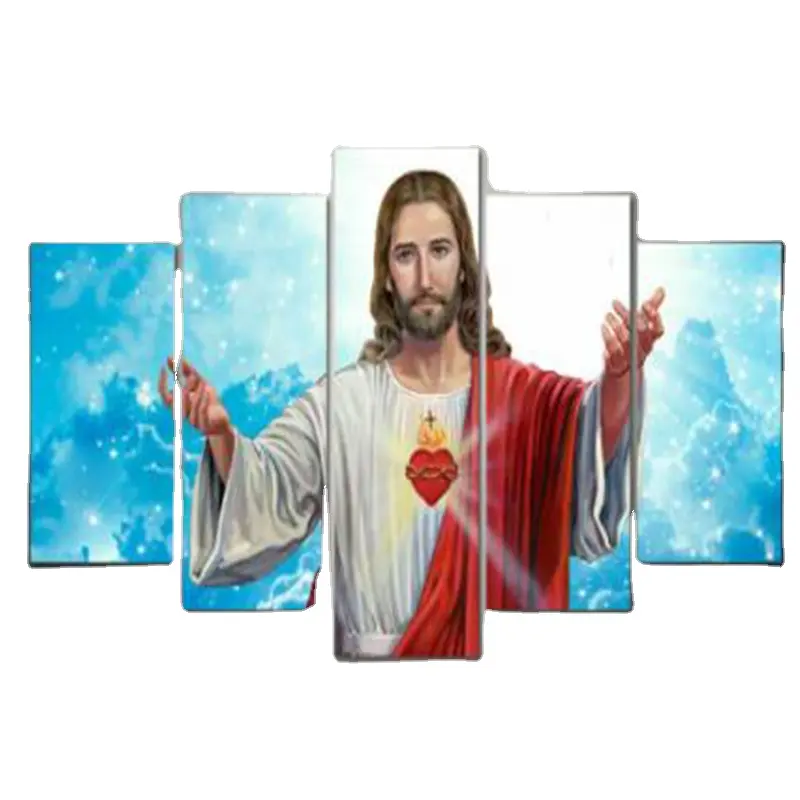 Jesús cristiano religioso el Señor lienzo impresiones pintura arte de la pared Decoración 5 paneles HD imprimir imágenes póster decoración del hogar sin marco