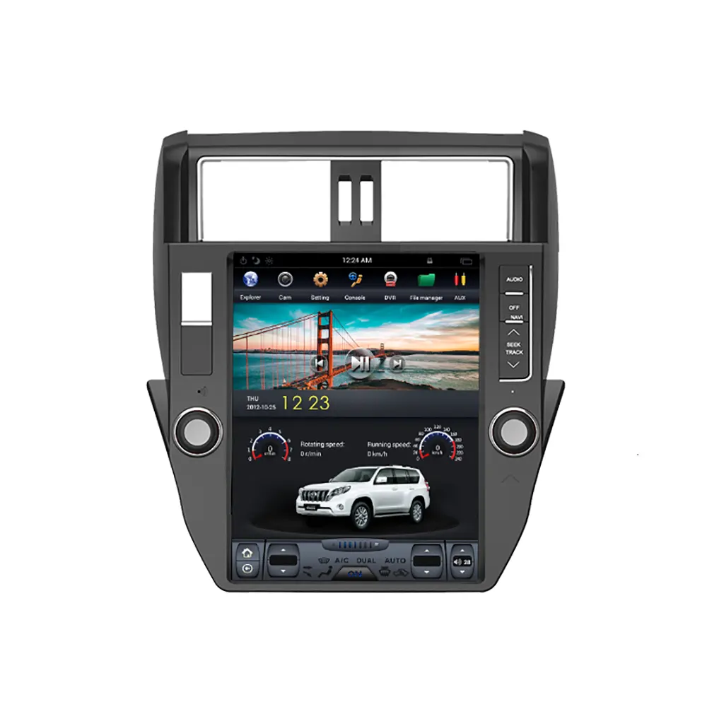 Layar 12.1 Tesla Pemutar DVD Audio Mobil Android Layar Sentuh Layar Upgrade Video Mobil Elektronik Otomatis untuk Toyota Prado 2010-2013