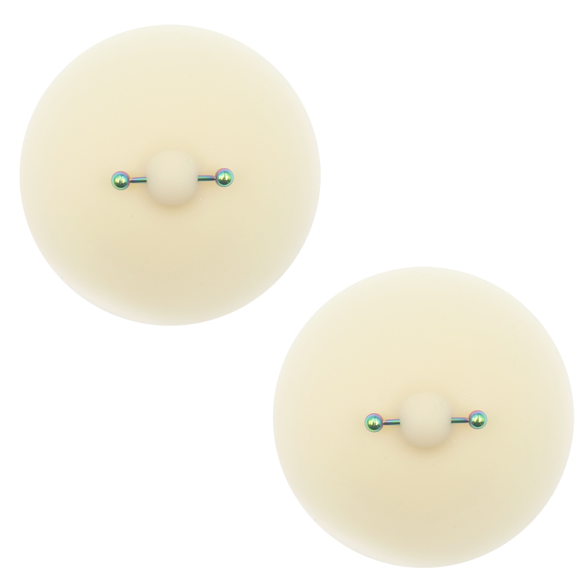 Pasties Beige Clair avec Piercing Holographique